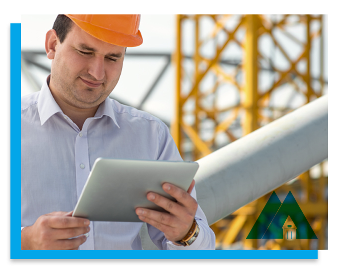 Man on tablet at job site
